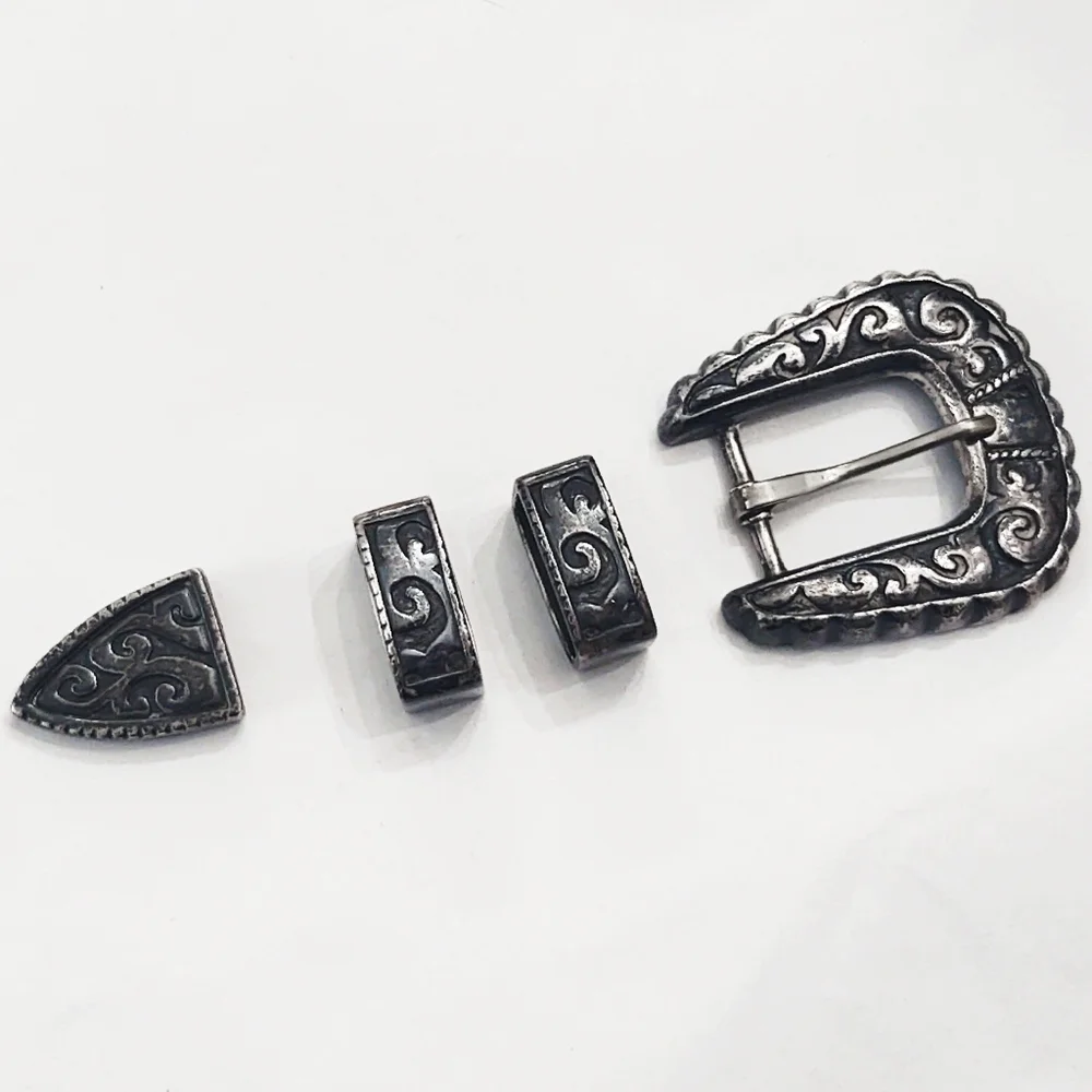 Vintage Designer Jeff Deegan Sterling Silver 4 piece Western Belt Buckle…